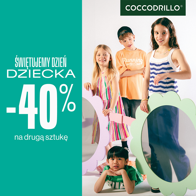 grafika promocyjna Coccodrillo -40% na drugą sztukę z okazji Dnia Dziecka